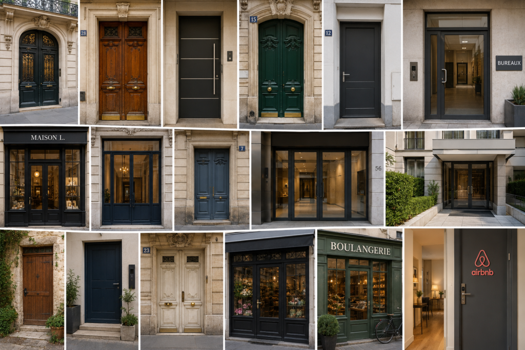Mozaique complète des principaux types de portes du centre ville parisien.