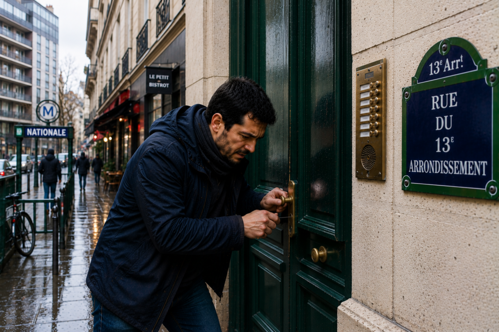 Un locataire tente une ouverture de porte claquée Paris 13