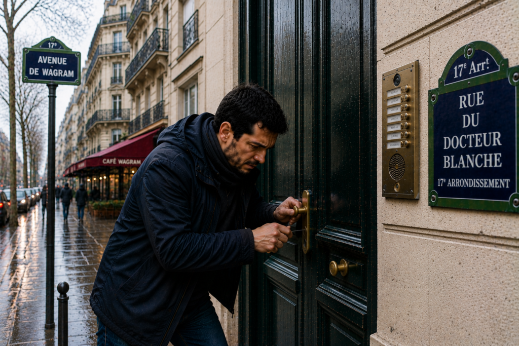 Un locataire qui a beosin d'une ouverture de porte claquée dans Paris 17