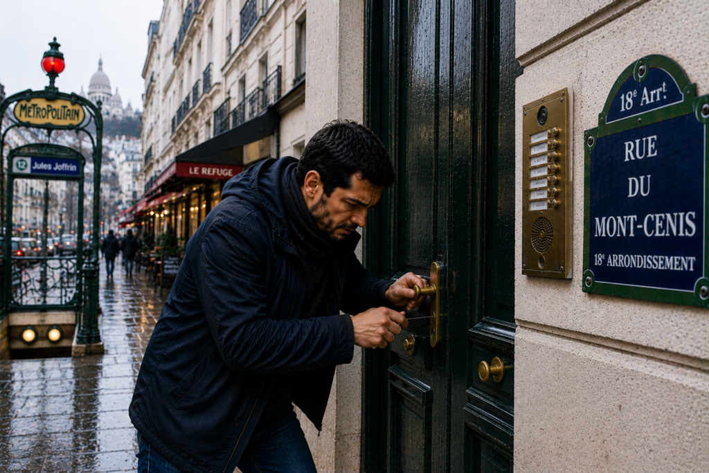 Un propriétaire tente une ouverture de porte claquée dans Paris 18.