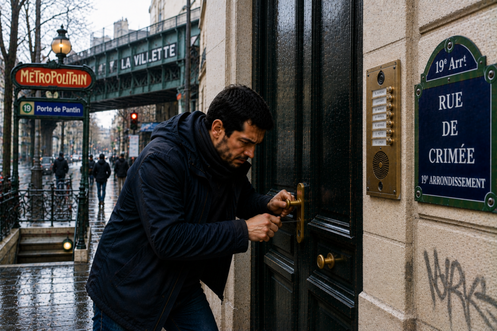 Un locataire coincé en dehors de chez lui tente une ouverture de porte claquée à Paris 19.