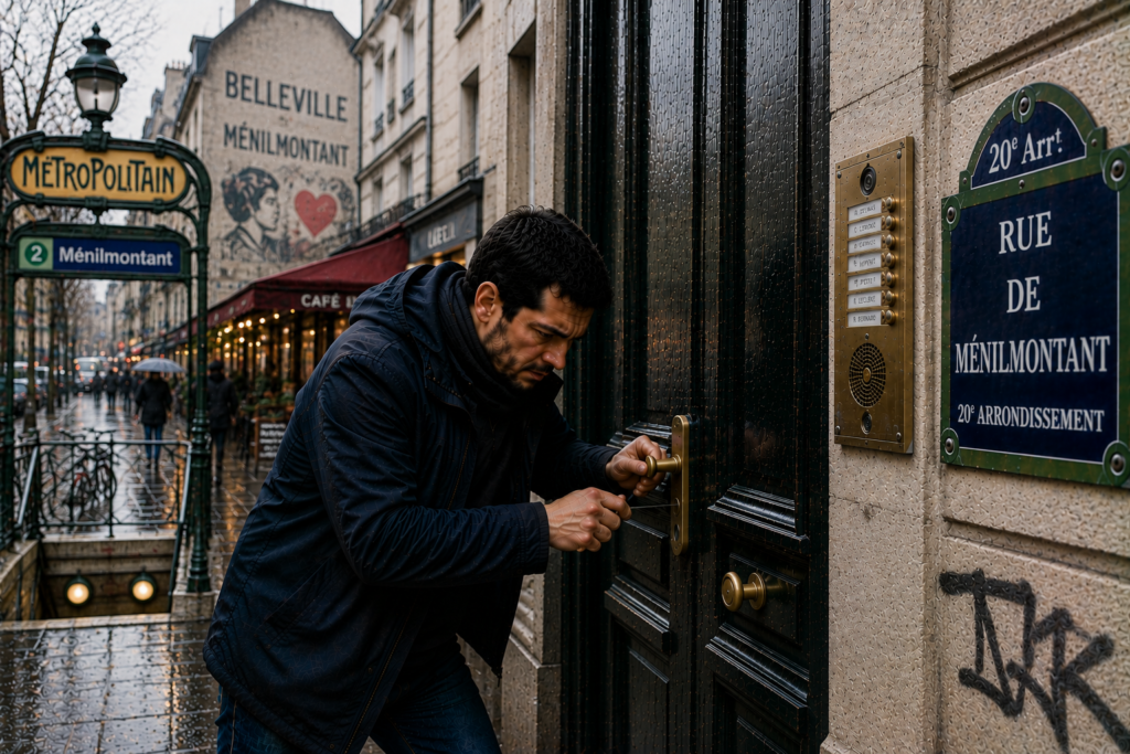 Un locataire essaie de rentrer chez lui en tentant une ouverture de porte claquée à Paris 20.